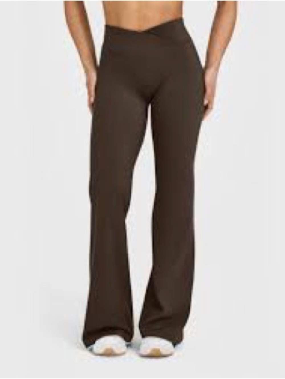 Brown Boot‑Cut Yoga Pants with V‑Waist
